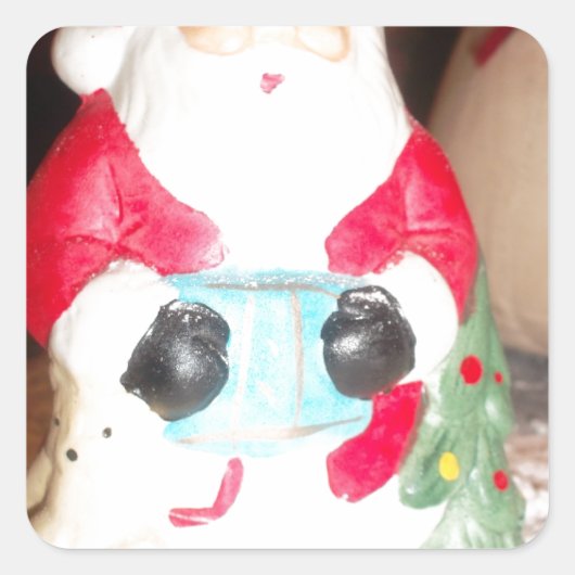 Vintager Spaß Weihnachten mit Schneekunst Quadratischer Aufkleber (Vorderseite)