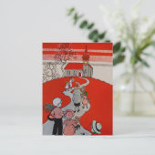 Vintager Spaziergang zur Kirche Postkarte (Stehend Vorderseite)