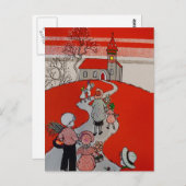 Vintager Spaziergang zur Kirche Postkarte (Vorne/Hinten)