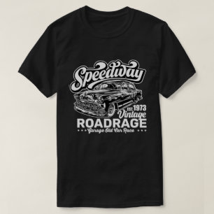Vintager Speedway Classic Car Race White Grafik T-Shirt