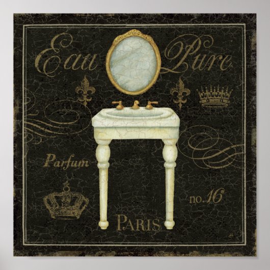 Vintager Spiegel und Sink Poster (Vorne)