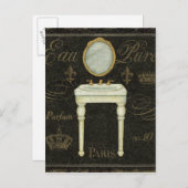 Vintager Spiegel und Sink Postkarte (Vorne/Hinten)