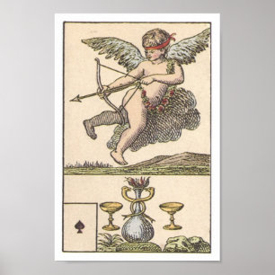 Vintager Spielkarte-Amor und SchaleKaroass Poster