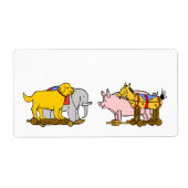 Vintager Spielzeughund, Pferd, Schwein, Elefant (Vorne)