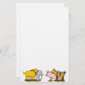 Vintager Spielzeughund, Pferd, Schwein, Elefanteng Briefpapier (Vorne/Hinten)