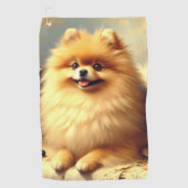 Vintager Spitz Hundeanstrich Golfhandtuch (Vorderseite)