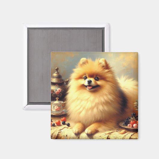 Vintager Spitz Hundeanstrich Magnet (Vorderseite/Rückseite)