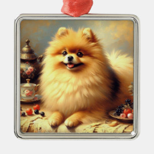 Vintager Spitz Hundeanstrich Ornament Aus Metall