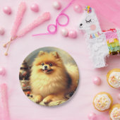 Vintager Spitz Hundeanstrich Pappteller (Party)