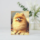 Vintager Spitz Hundeanstrich Postkarte (Stehend Vorderseite)