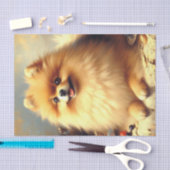 Vintager Spitz Hundeanstrich Seidenpapier (Handwerk)