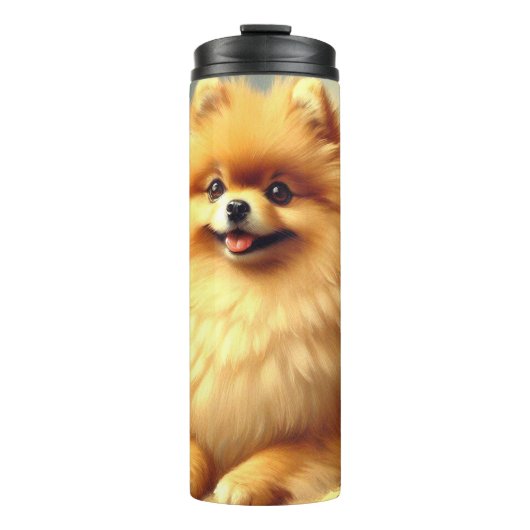 Vintager Spitz Hundeanstrich Thermosbecher (Vorderseite)