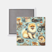 Vintager Spitz Nahtlose Illustration Magnet (Vorderseite/Rückseite)