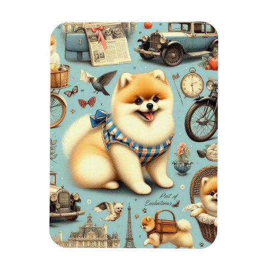 Vintager Spitz Nahtlose Illustration Magnet (Vertikal)