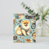 Vintager Spitz Nahtlose Illustration Postkarte (Stehend Vorderseite)