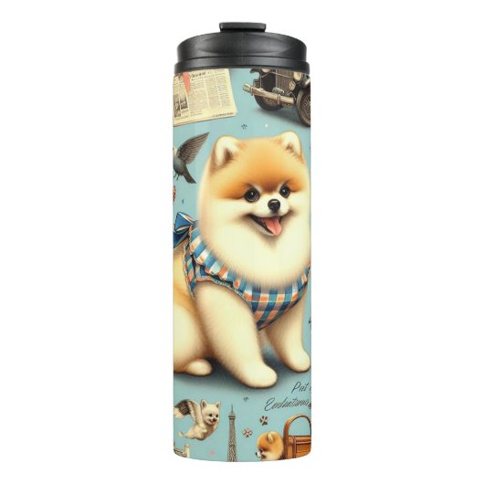 Vintager Spitz Nahtlose Illustration Thermosbecher (Vorderseite)