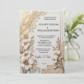 Vintager Spitzenflora-Goldfilm Embossed Wedding Einladung (Stehend Vorderseite)