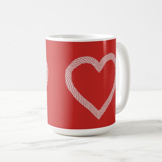Vintager Spitzenherz Roter Valentinstag Kaffeetasse (VorderseiteRechts)