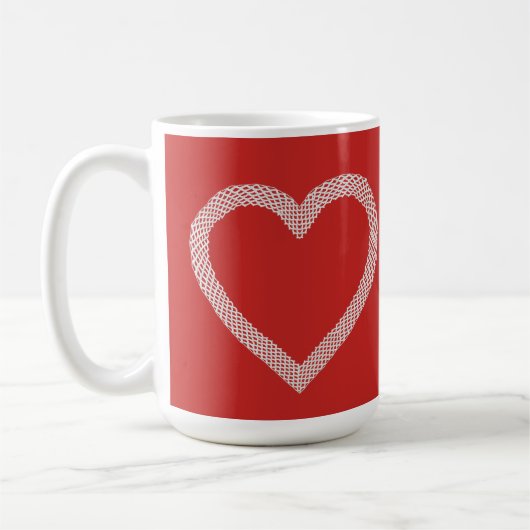 Vintager Spitzenherz Roter Valentinstag Kaffeetasse (Links)