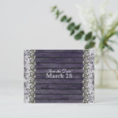 Vintager Spitzenholz Kristall Save the Date Ankündigungspostkarte (Stehend Vorderseite)