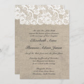 Vintager Spitzenlook & Burlap Look Einladung zur H (Vorne/Hinten)