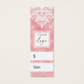Vintager Spitzenschablone-Damast-Rosa-Preis hängen (Vorderseite)