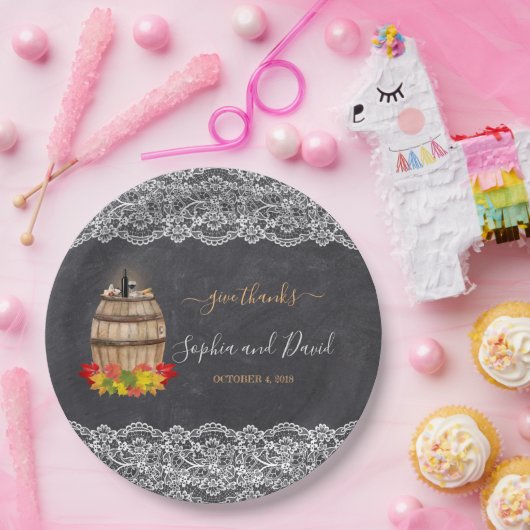 Vintager Spitzenweinkeller Chalk Erntedank Hochzei Pappteller (Party)