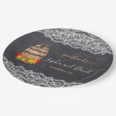 Vintager Spitzenweinkeller Chalk Erntedank Hochzei Pappteller (Schrägansicht)