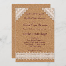 Vintager Spitzenweinkork Einladung zur Hochzeit