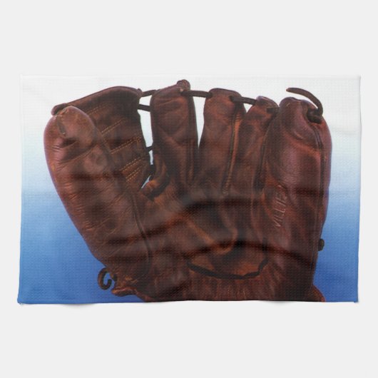 Vintager Sport, antiker Lederhandschuh, Baseballha Geschirrtuch (Horizontal)