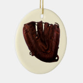 Vintager Sport, antiker Lederhandschuh, Baseballha Keramikornament (Rechts)