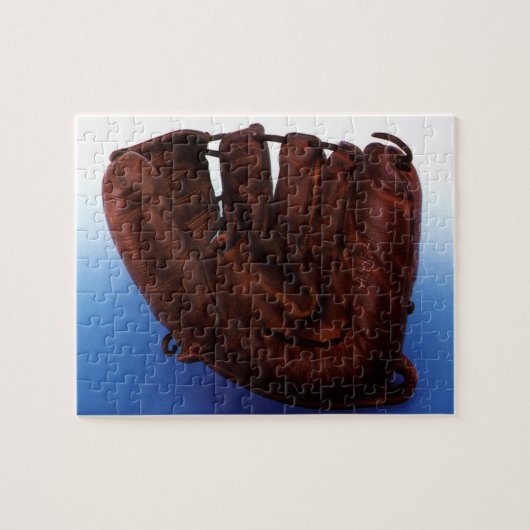 Vintager Sport, antiker Lederhandschuh, Baseballha Puzzle (Horizontal)