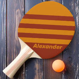 Vintager Sport Orange Rost Dualstreifen mit Namen Tischtennis Schläger