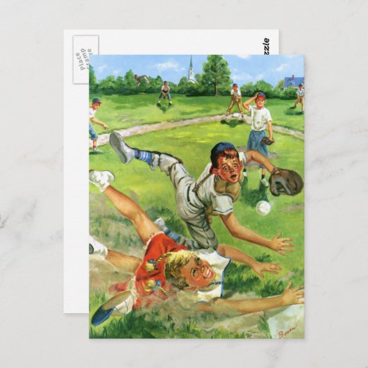 Vintager Sportbaseball, Kinderteams Postkarte (Vorne/Hinten)