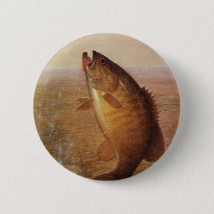 Vintager Sportfisch, Largemouth Brown Bass Fish Button