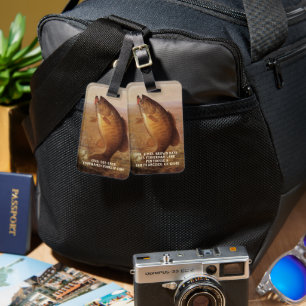 Vintager Sportfisch, Largemouth Brown Bass Fish Gepäckanhänger