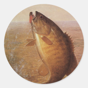 Vintager Sportfisch, Largemouth Brown Bass Fish Runder Aufkleber