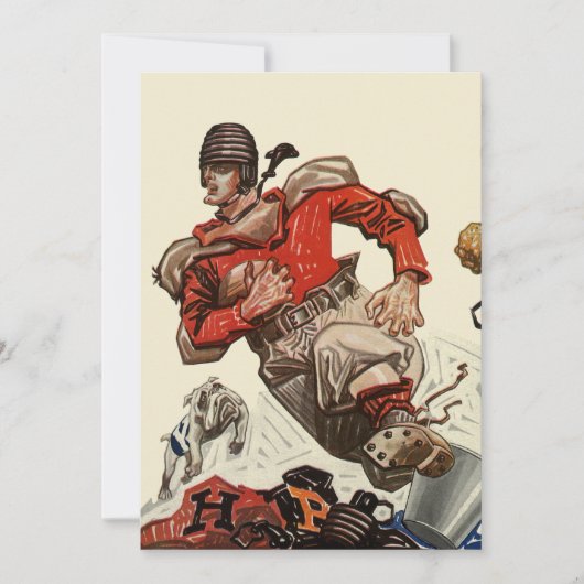 Vintager Sportfußballspieler mit Hundeleistung Einladung (Vorderseite)