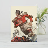 Vintager Sportfußballspieler mit Hundeleistung Einladung (Stehend Vorderseite)