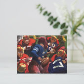 Vintager Sportfußballspieler Quarterback Postkarte (Stehend Vorderseite)