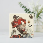 Vintager Sportfußballspieler und Bulldog-Maskottch (Stehend Vorderseite)