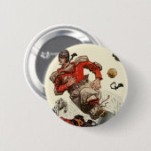 Vintager Sportfußballspieler und Bulldog-Maskottch Button (Vorne & Hinten)