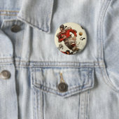 Vintager Sportfußballspieler und Bulldog-Maskottch Button (Beispiel)