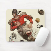 Vintager Sportfußballspieler und Bulldog-Maskottch Mousepad (Mit Mouse)