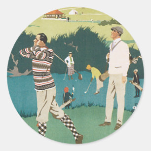 Vintager Sportgolf in Schottland, Golfer Golfspiel Runder Aufkleber