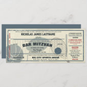 Vintager Sportpass Bar Mitzvah Einladung (Vorne/Hinten)