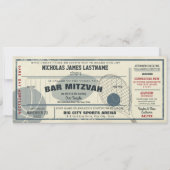 Vintager Sportpass Bar Mitzvah Einladung (Vorderseite)