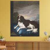 Vintager Springer Spaniel auf Kissen Leinwanddruck (Insitu (Wohnzimmer))