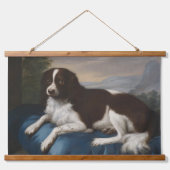 Vintager Springer Spaniel auf Kissen Wandteppich Mit Holzrahmen (Vorne)