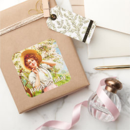 Vintager Springtime Emile Vernon Floral Geburtstag Quadratischer Aufkleber